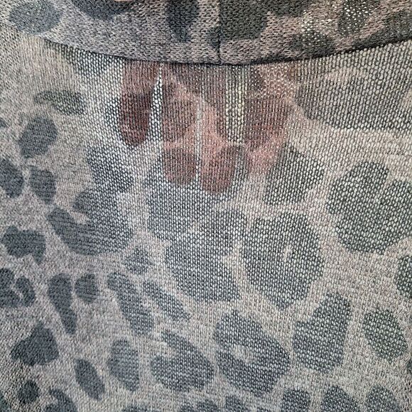 Beeson River Plus 3XL Open Front Leopard Print Cardigan Duster Semi Sheer Mesh - Picture 5 of 9